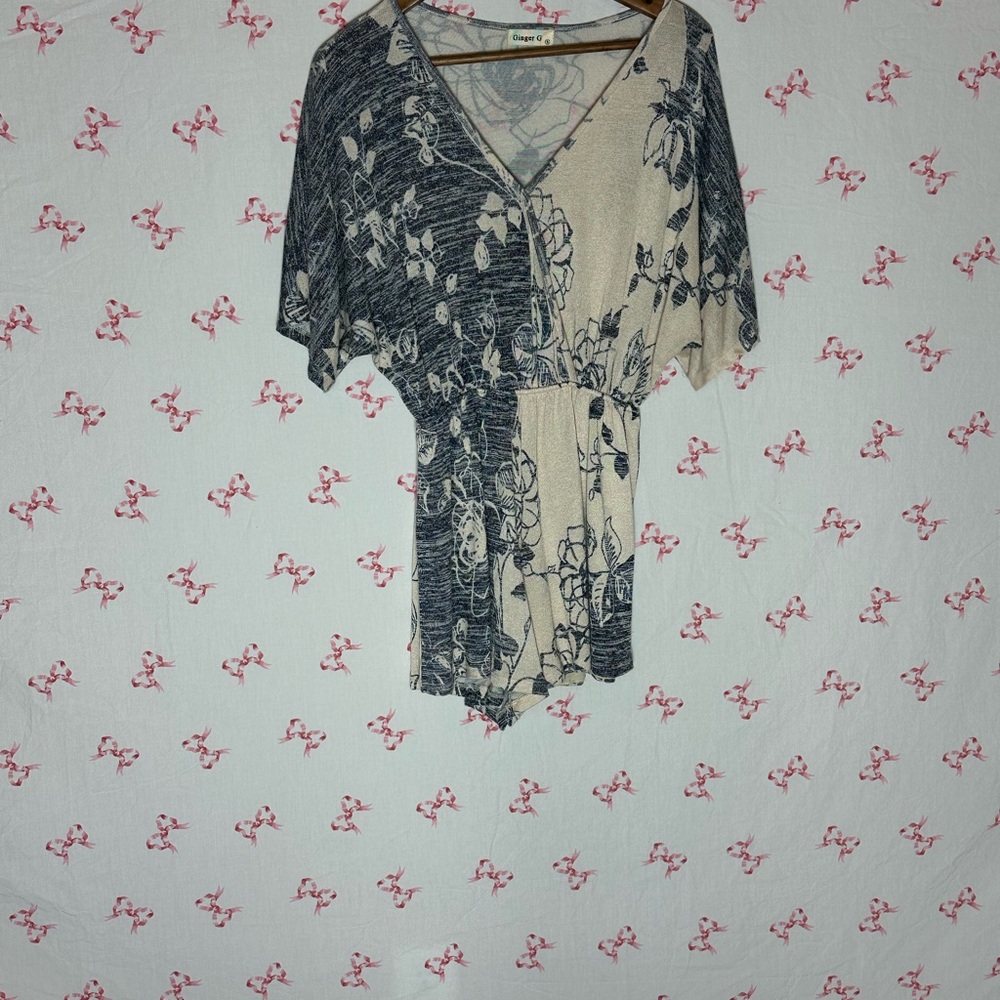 Ginger G Black and Cream Floral Blouse